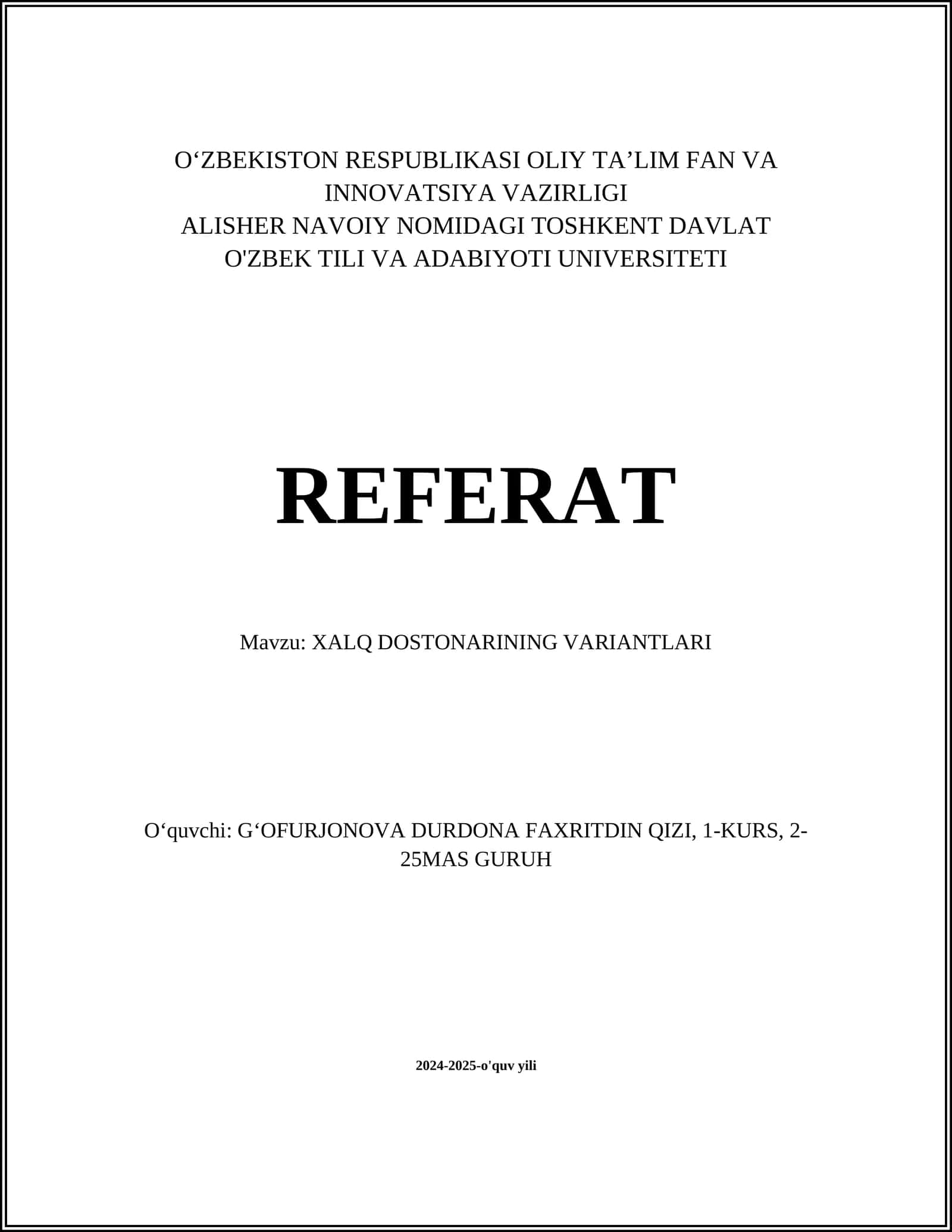 XALQ DOSTONARINING VARIANTLARI 1