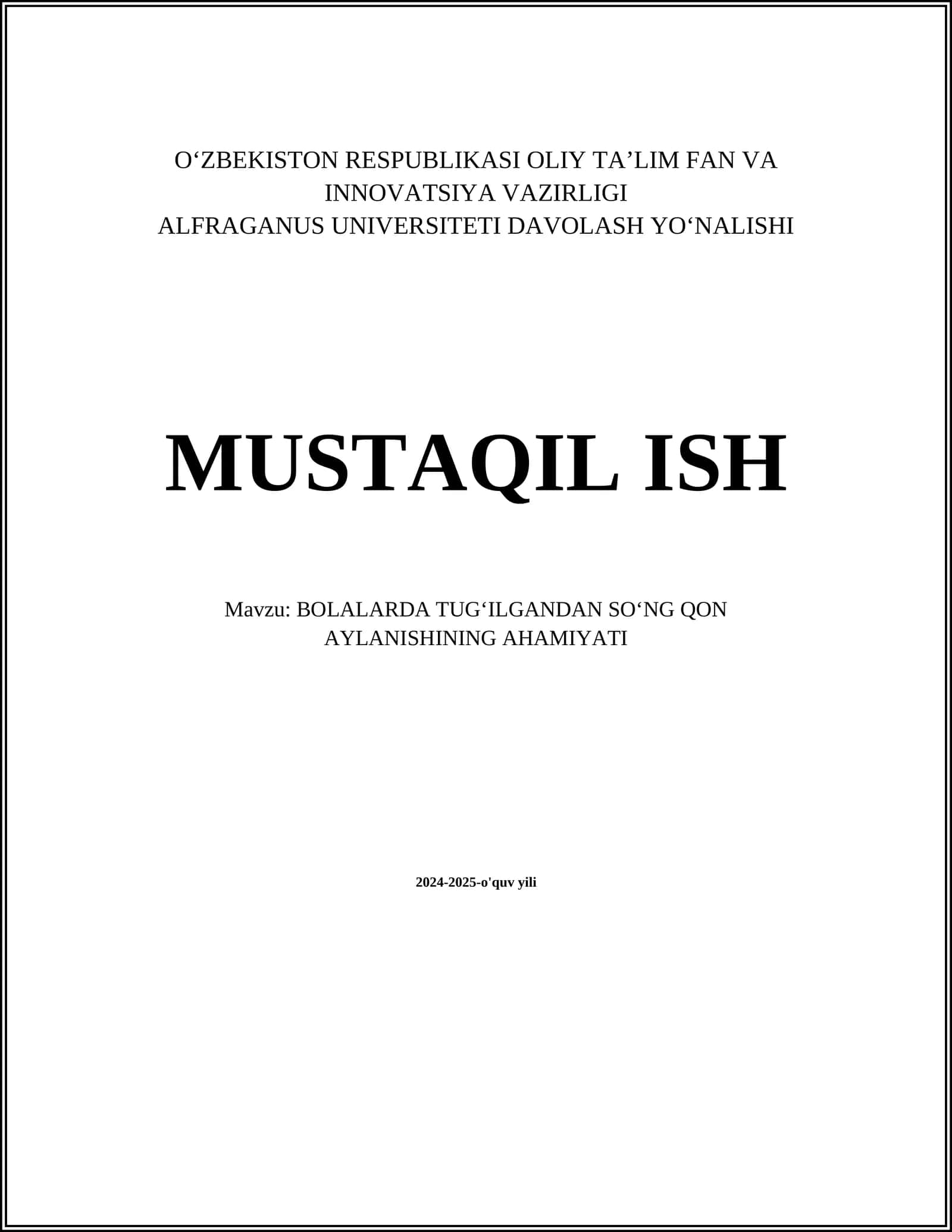 BOLALARDA TUGʻILGANDAN SOʻNG QON AYLANISHINING AHAMIYATI 1