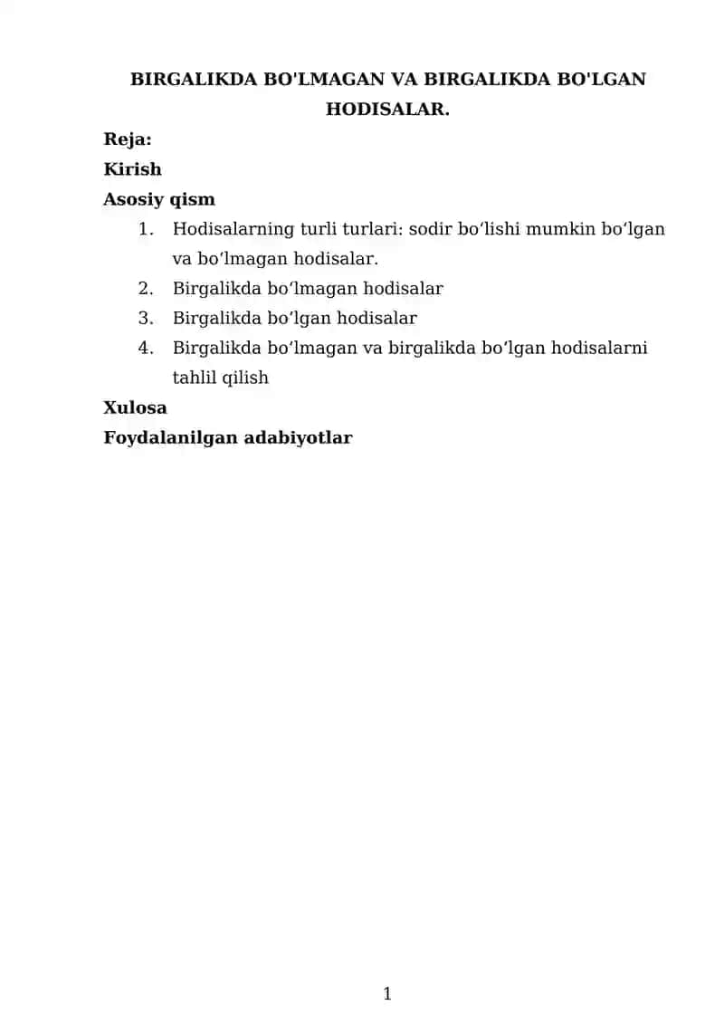 Hodisalar Nazariyasi 1