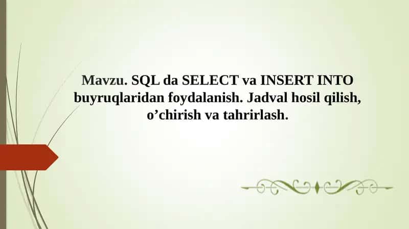 SQL daburnishlari 1