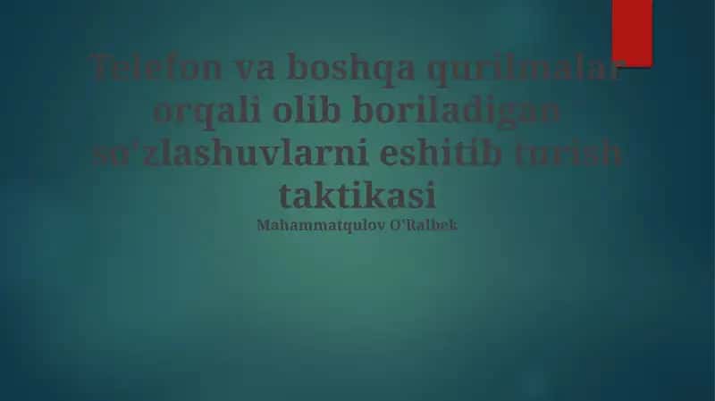 Quloq solish taktikalari 1
