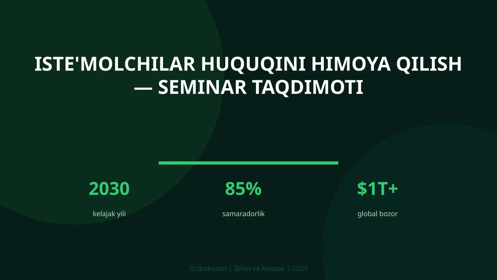 Iste'molchilar huquqini himoya qilish — seminar taqdimoti 1