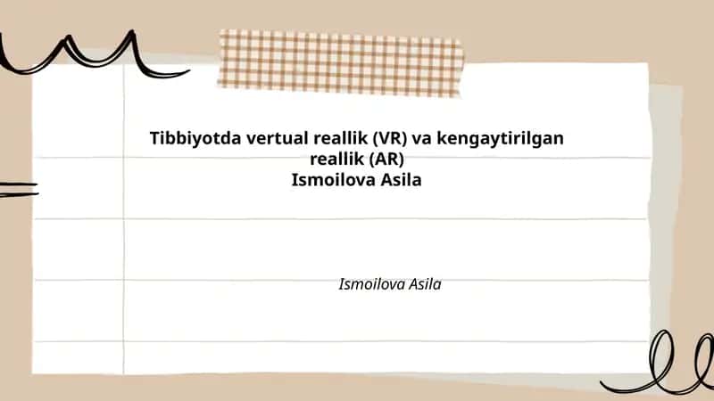 Tibbiyotda vertual reallik (VR) va kengaytirilgan reallik (AR) 1