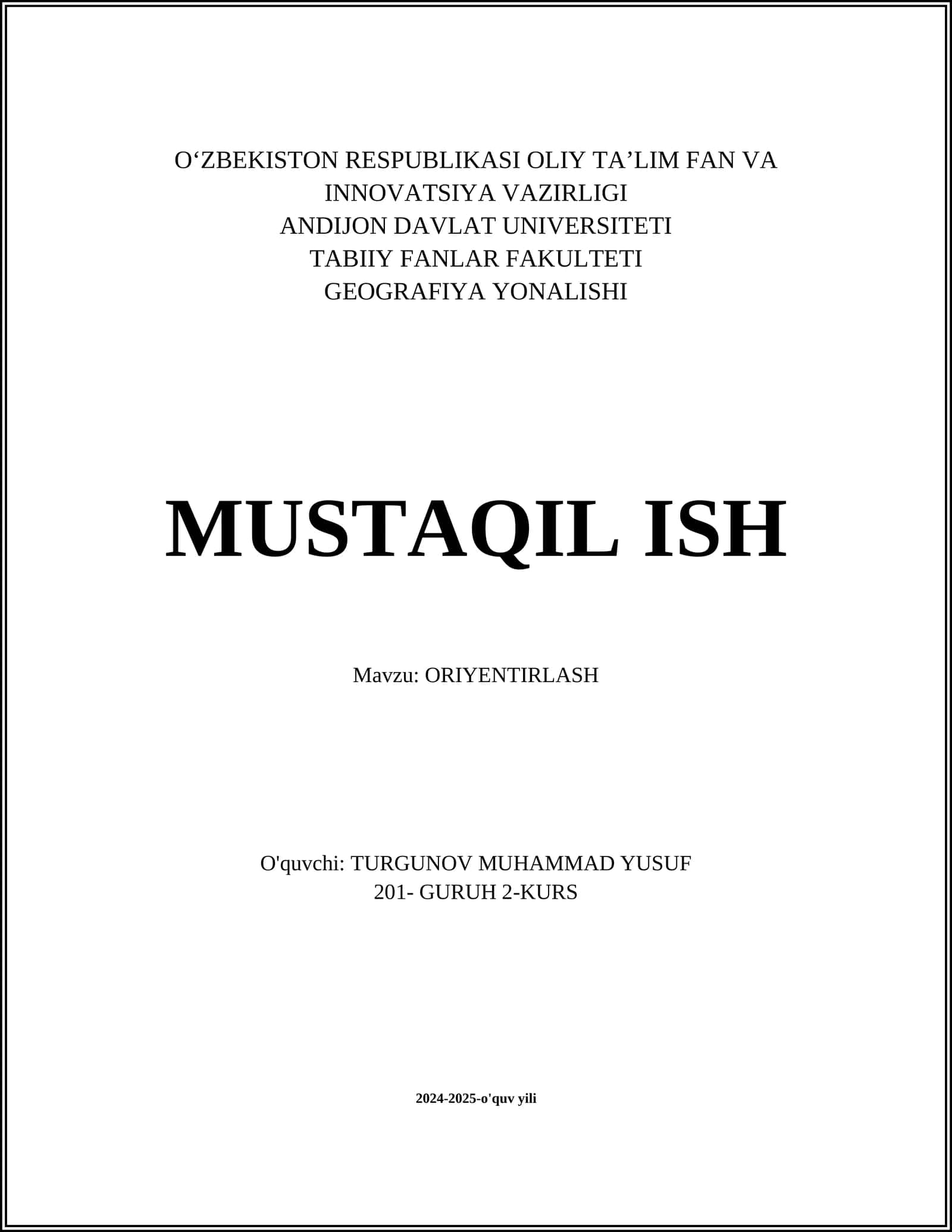 ORIYENTIRLASH 1