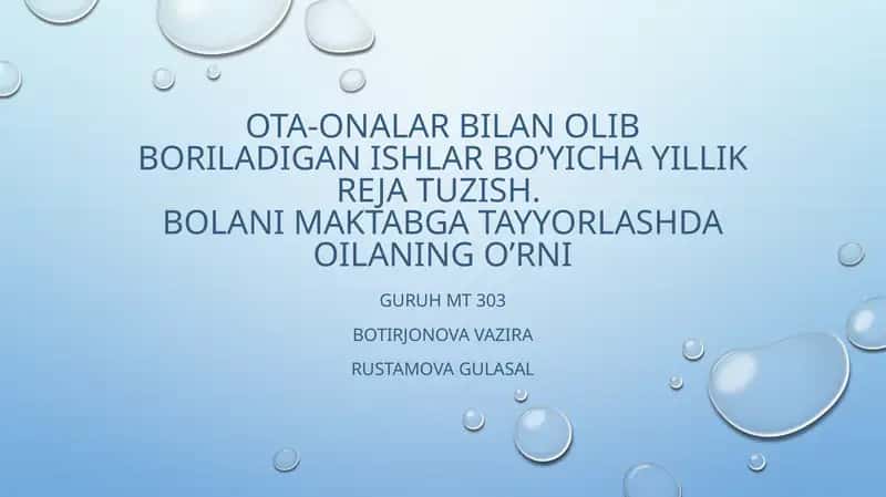 Bolani maktabga tayyorlashda oilanin go'rni 1