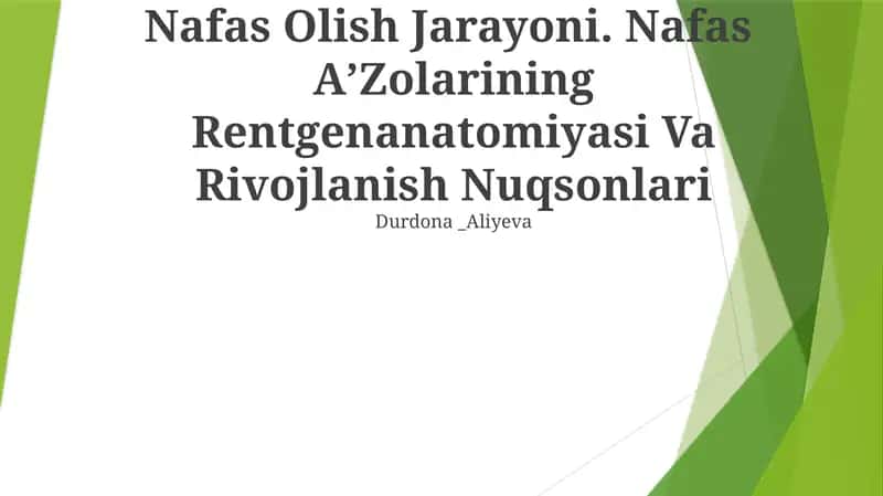 Nafas Olish Jarayoni. Nafas AʼZolarining Rentgenanatomiyasi Va Rivojlanish Nuqsonlari 1