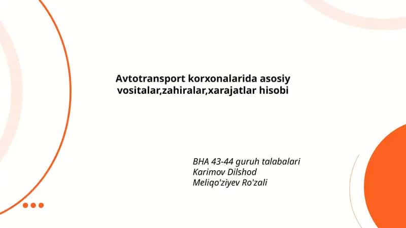 Avtotransport korxonalarida asosiy vositalar 1