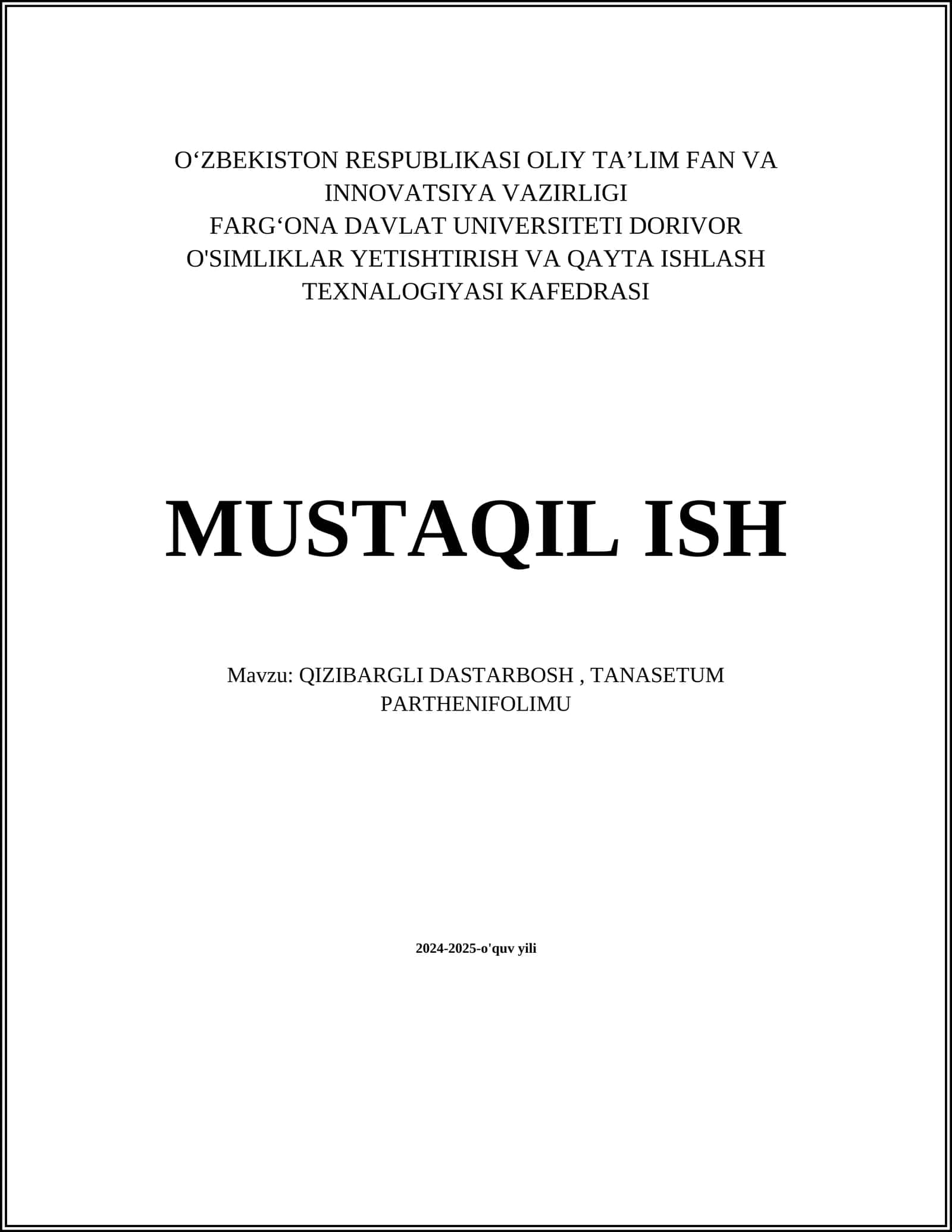QIZIBARGLI DASTARBOSH, TANASETUM PARTHENIFOLIMU 1