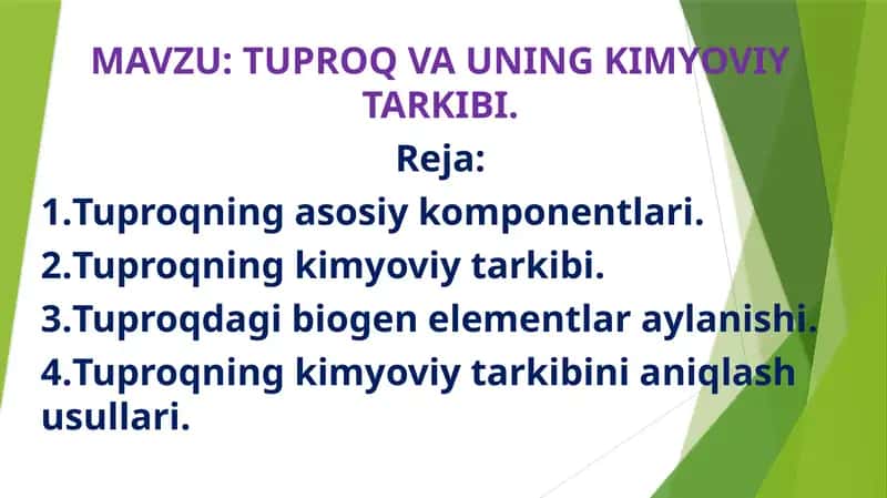 TUPROQ VA UNING KIMYOVIY TARKIBI. 1