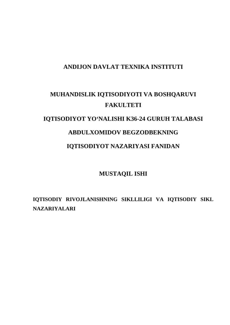 IQTISODIYOT NAZARIYASI FANIDAN 1