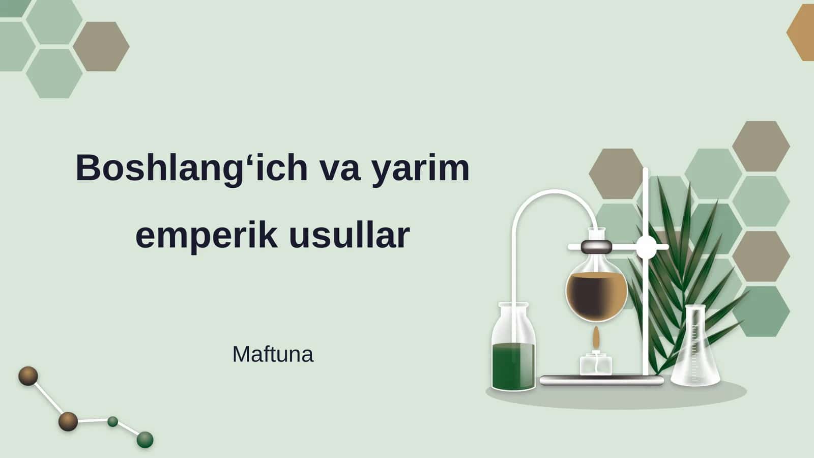 Boshlangʻich va yarim emperik usullar 1