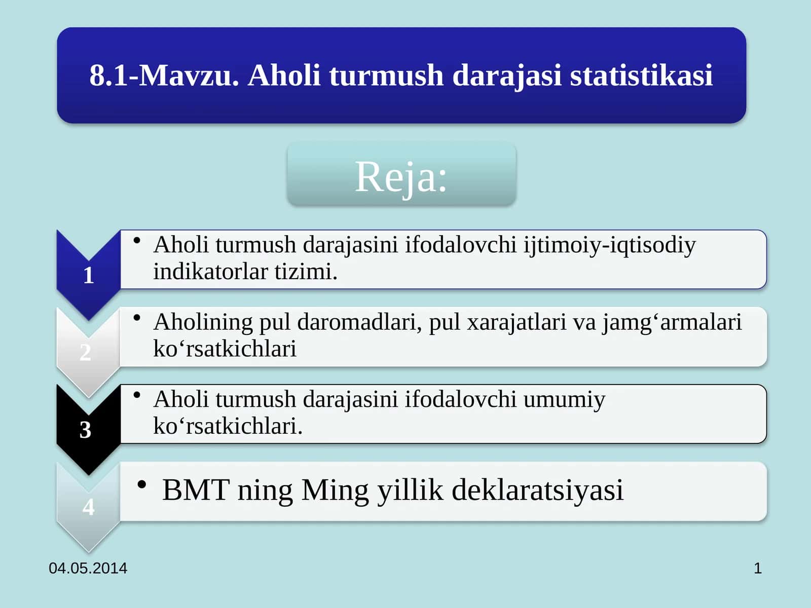 Turmush darajasi tushunchasi 1