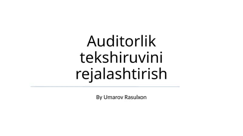 Auditorlik tekshiruvini rejalashtirish 1