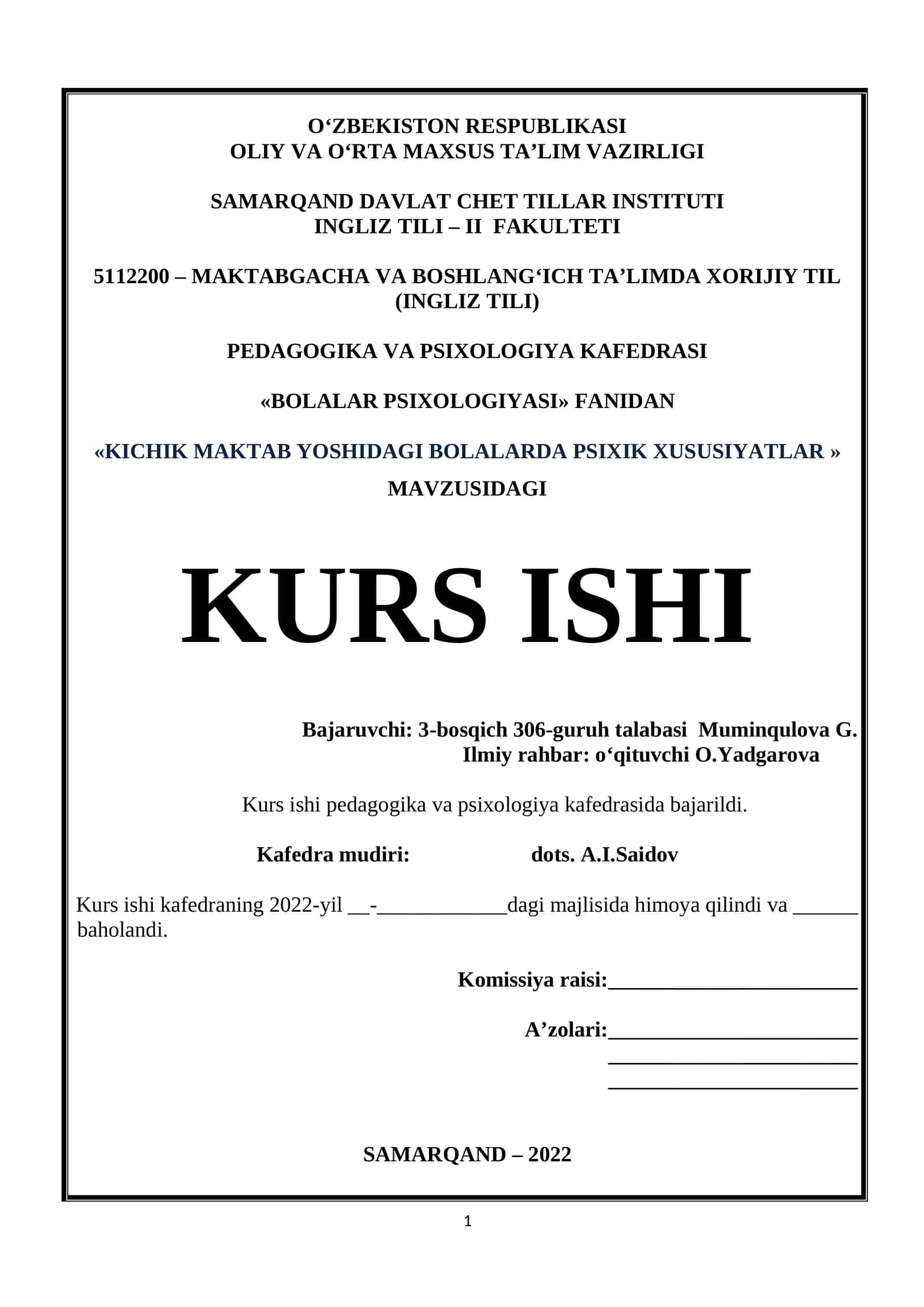 KICHIK MAKTAB YOSHIDAGI BOLALARDA PSIXIK XUSUSIYATLAR 1