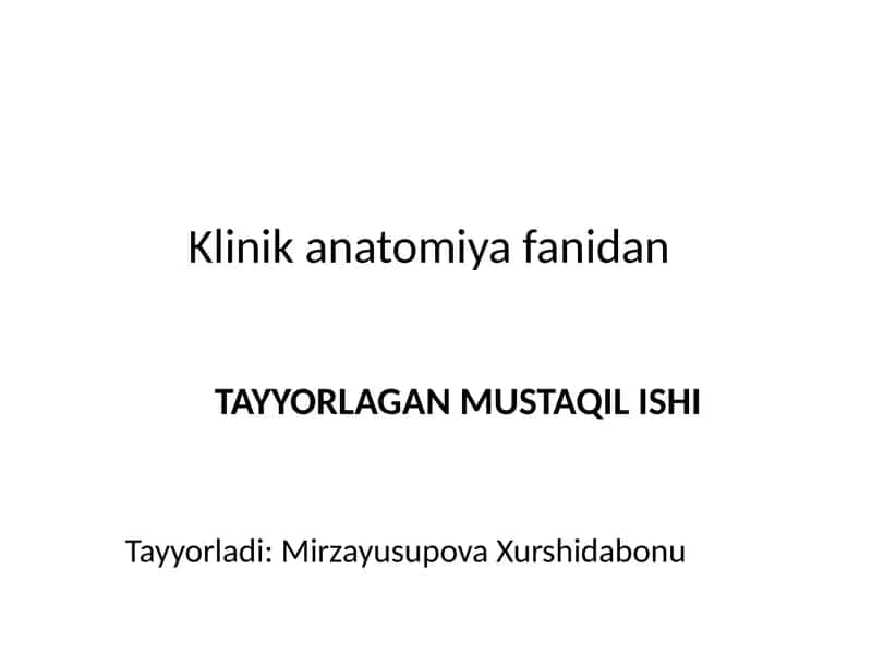 klinik anatomiya fanidan 1
