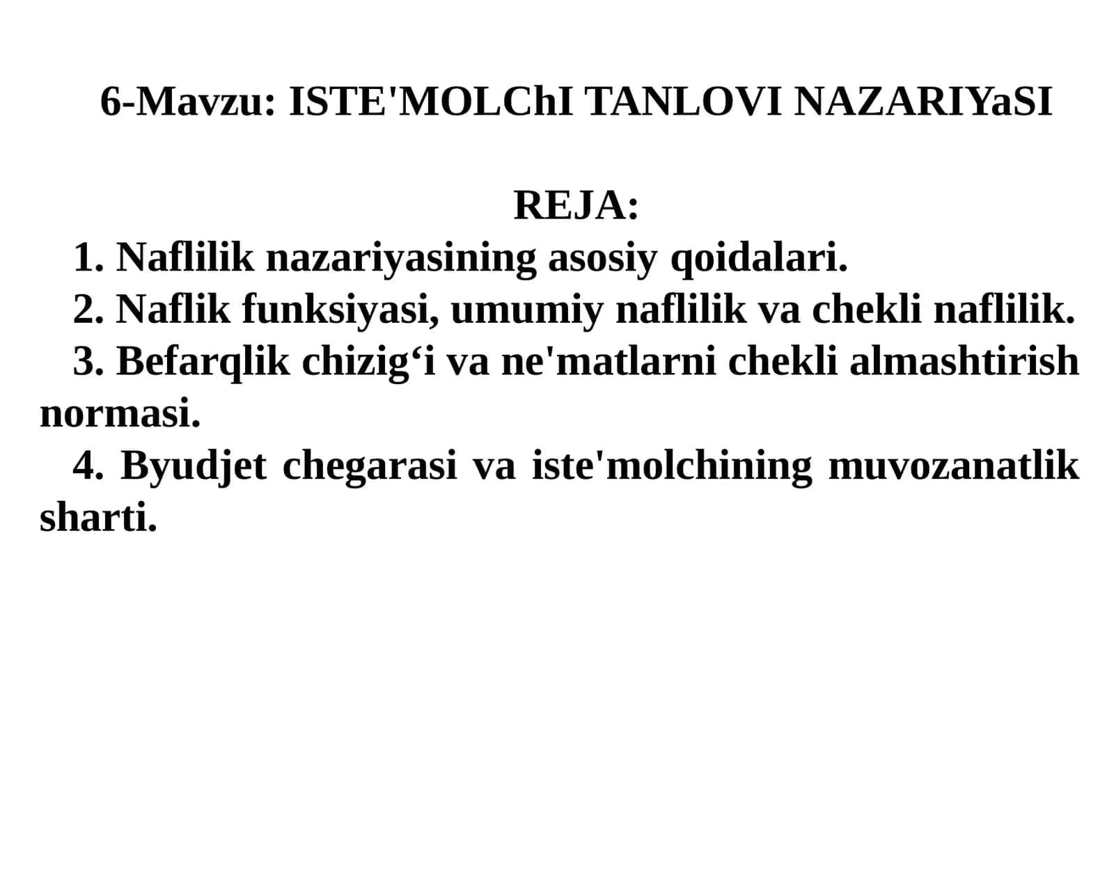 6-Mavzu:ISTE'MOLChI TANLOVI NAZARIYaSI 1