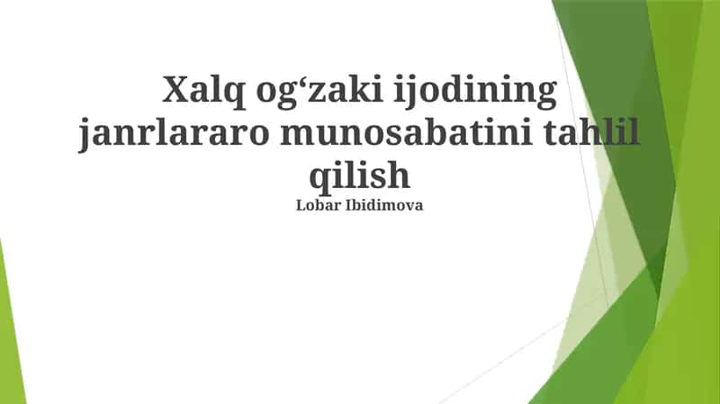 Folklor va afsona uyg'unligi 1