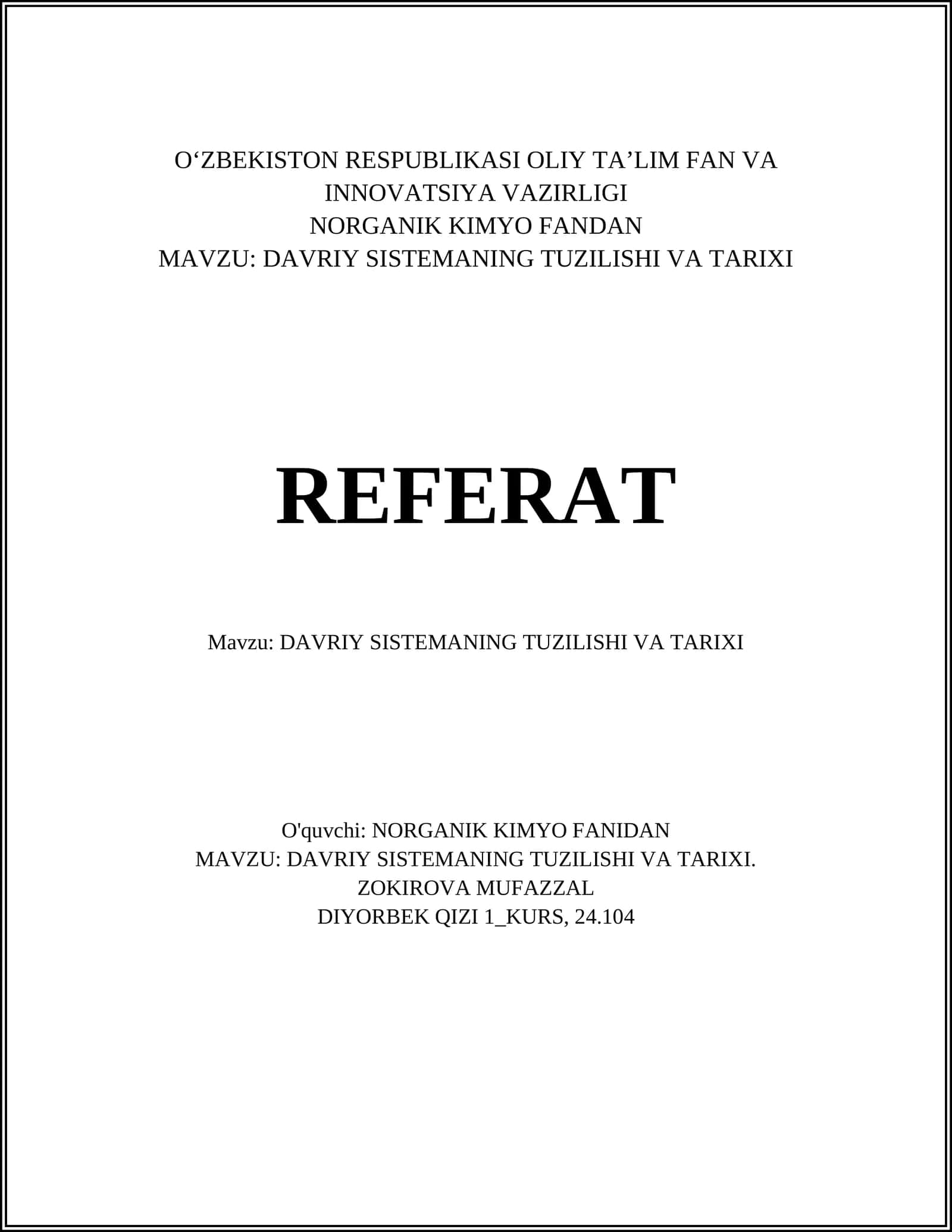 DAVRIY SISTEMANING TUZILISHI VA TARIXI 1