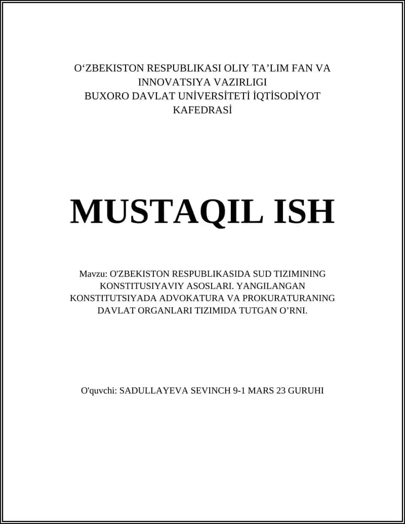 O'ZBEKISTON RESPUBLIKASIDA SUD TIZIMINING KONSTITUSIYAVIY ASOSLARI 1