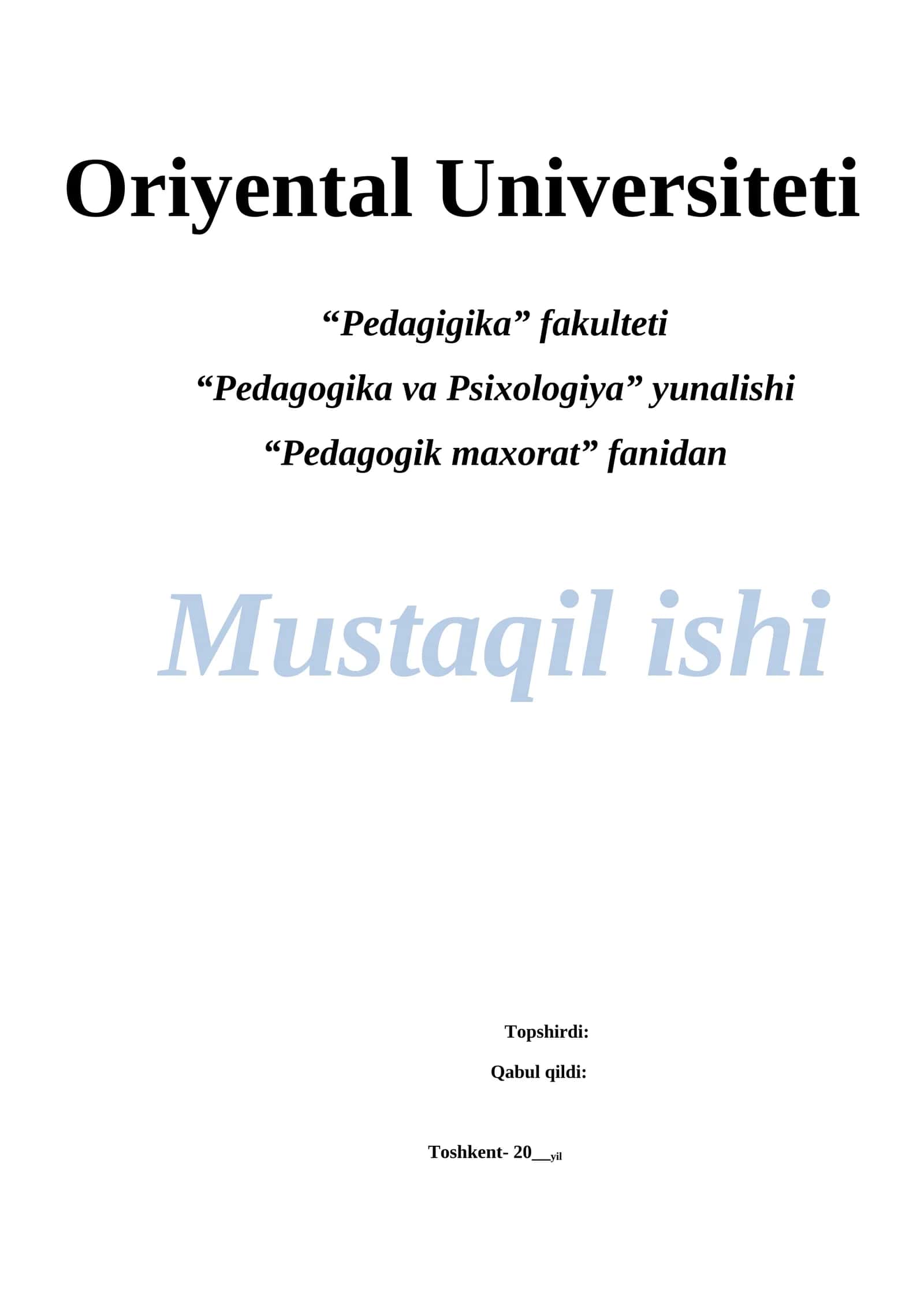 Kreativlik pedagogik ijodkorlikning asosi sifatida Pedagogik maxorat fanidan Mustaqil ishi 1