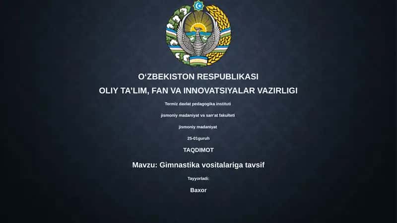 Gimnastika uskunalarining tavsifi 1