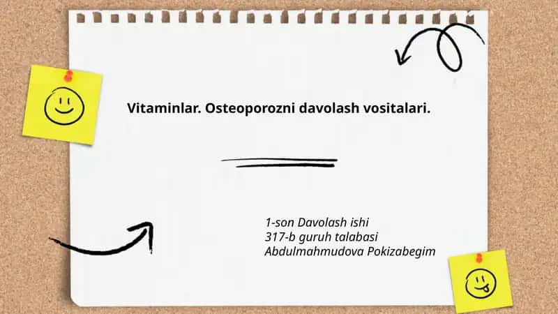 Vitaminlar. Osteoporozni davolash vositalari 1