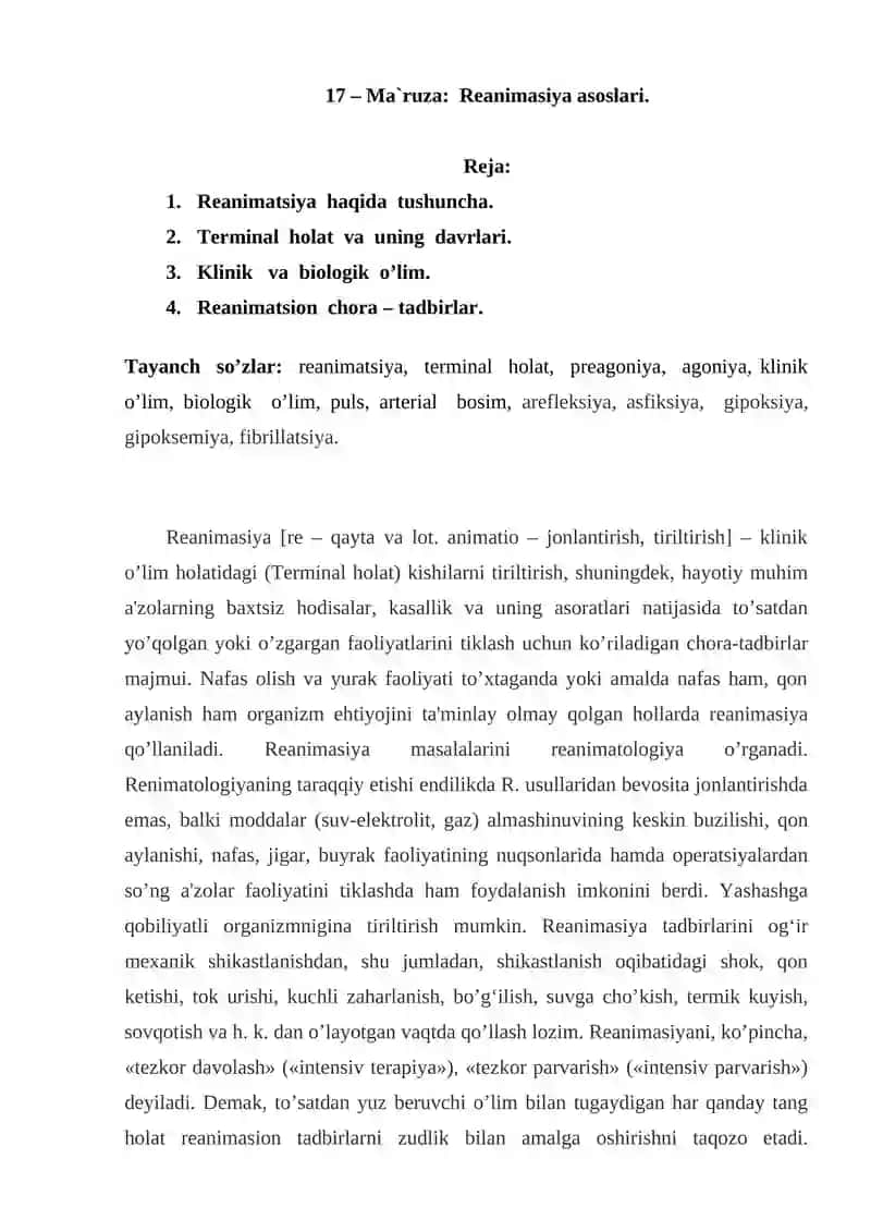 Reanimasiya asoslari 1
