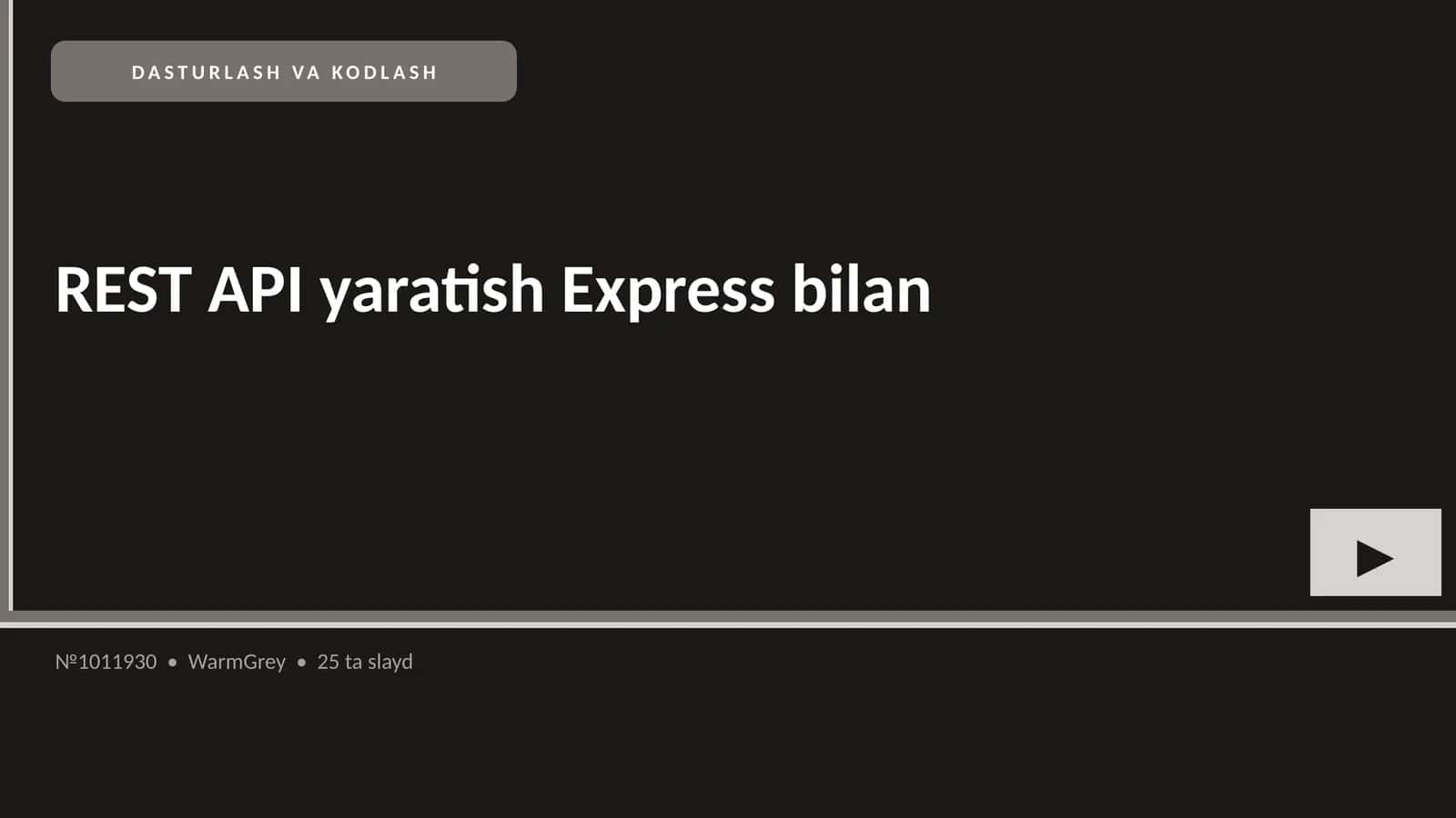 REST API yaratish Express bilan 1