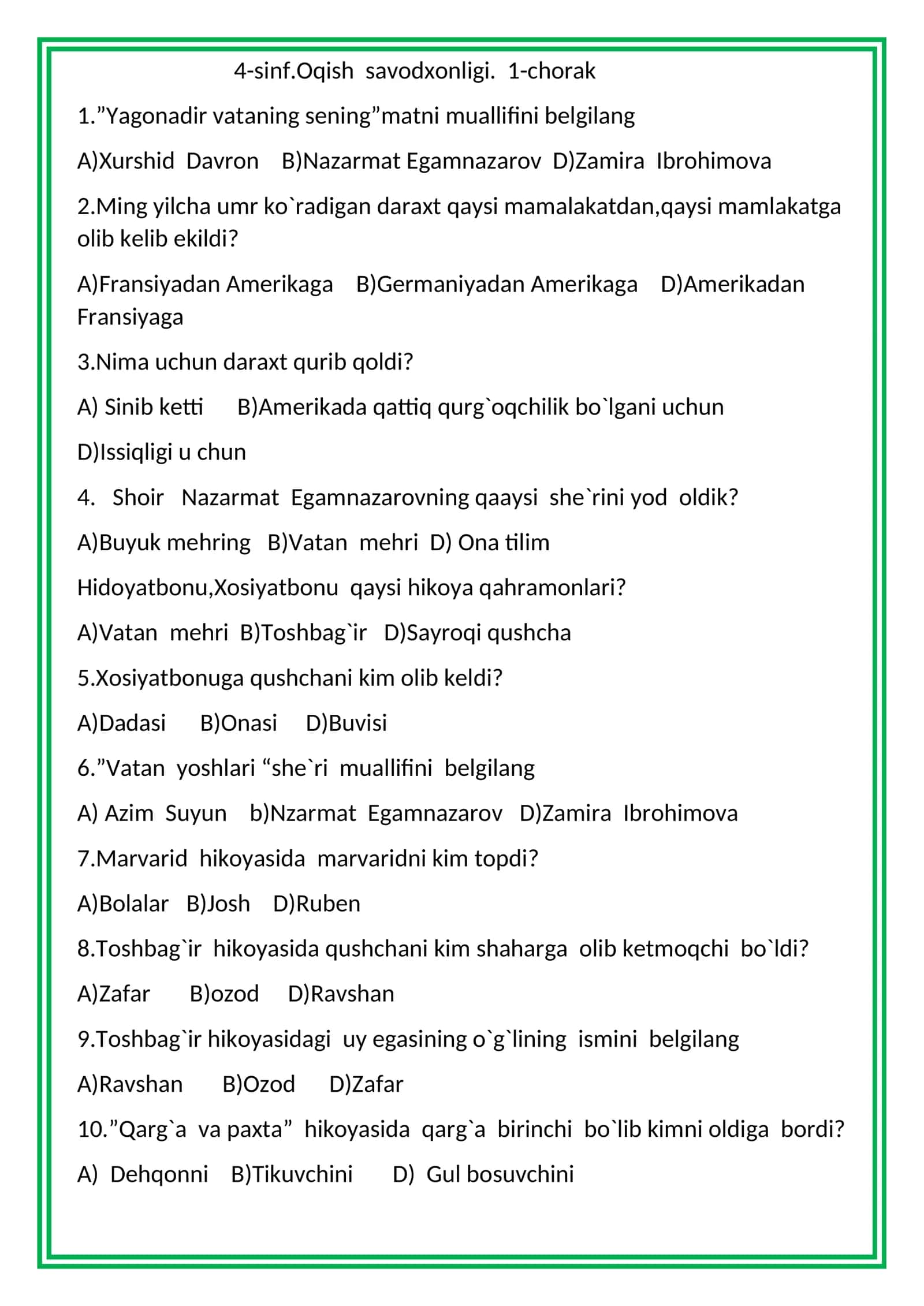 4-sinf.Oqish savodxonligi 1