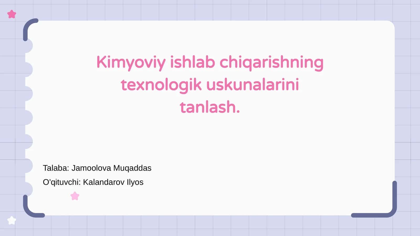 Kimyoviy ishlab chiqarishning texnologik uskunalarini tanlash 1