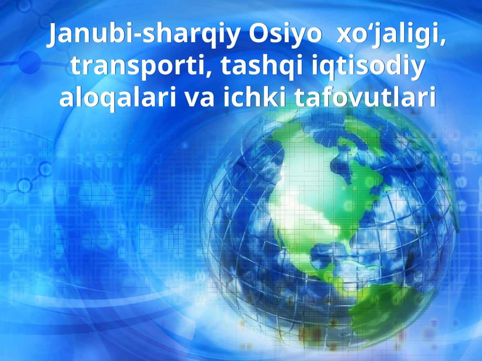 Janubi-sharqiy Osiyo  xo‘jaligi, transporti, tashqi iqtisodiy aloqalari va ichki tafovutlari 1