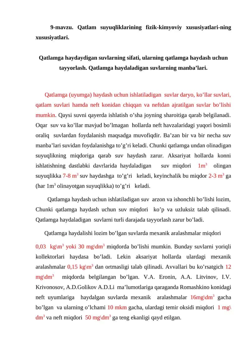 Qаtlаmgа hаydаyish uchun suvlаr 1