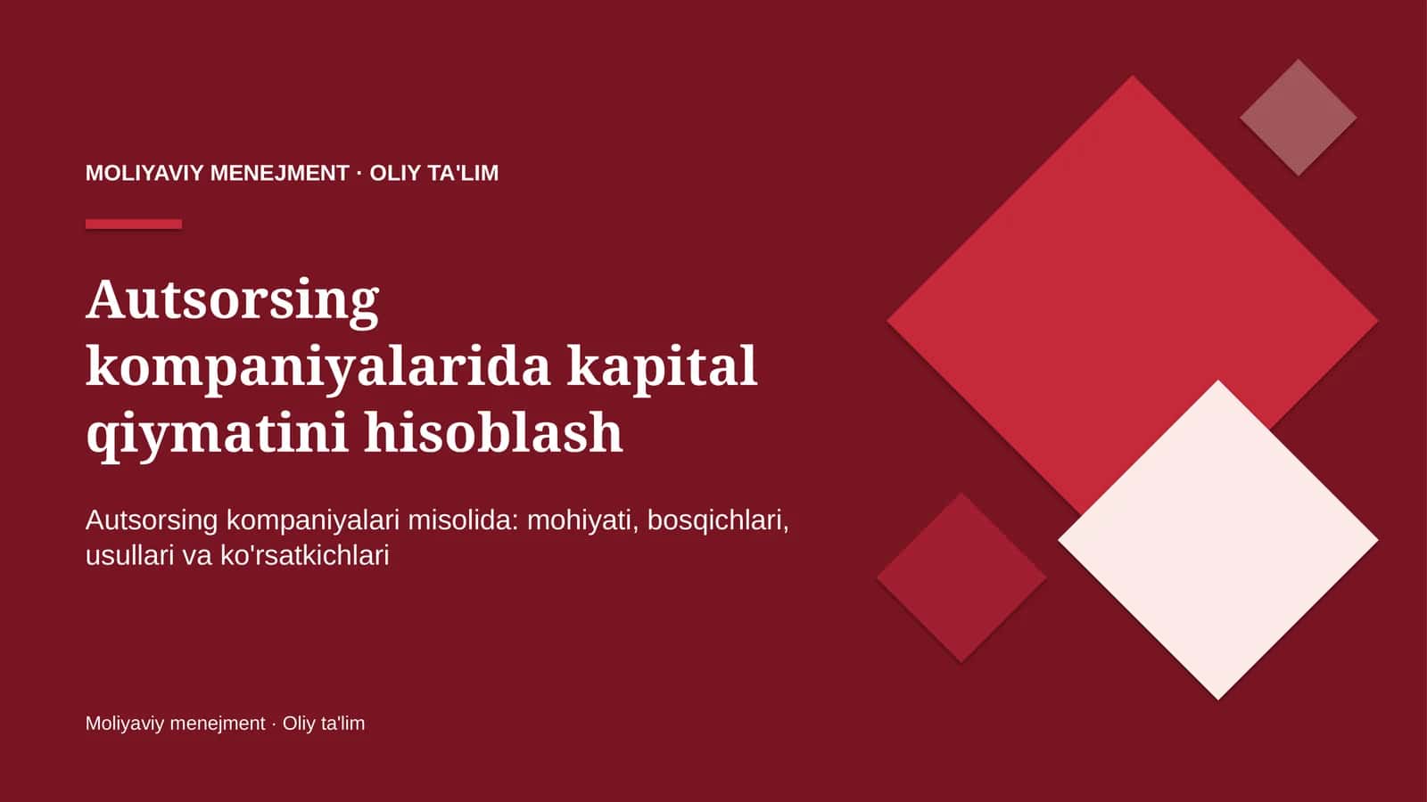 Autsorsing kompaniyalarida kapital qiymatini hisoblash 1
