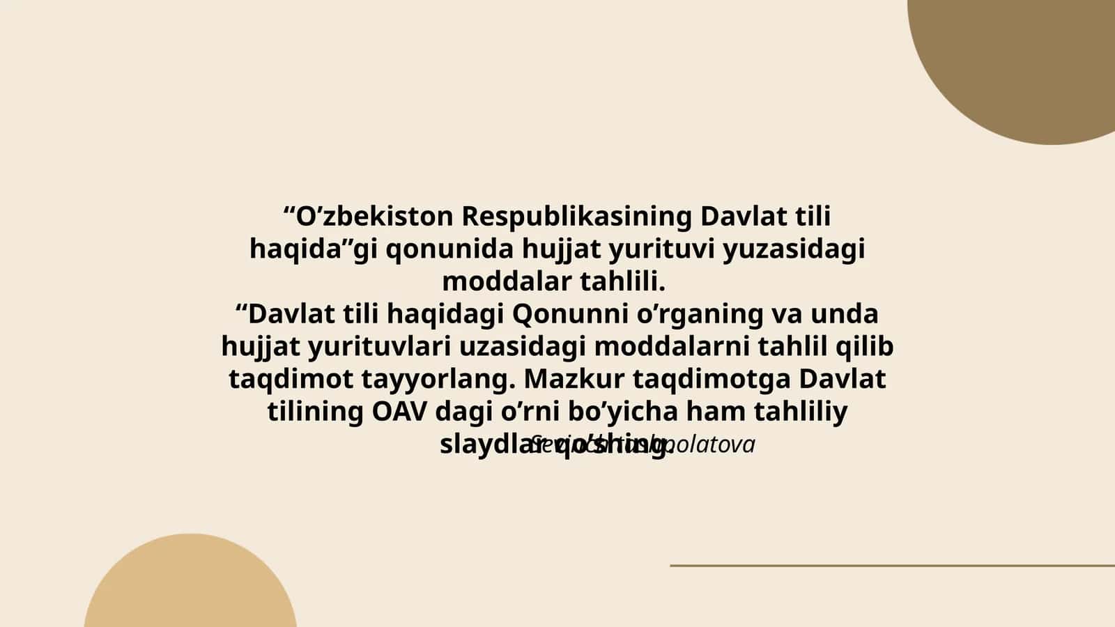 O’zbekiston Respublikasining Davlat tili haqida Qonun 1