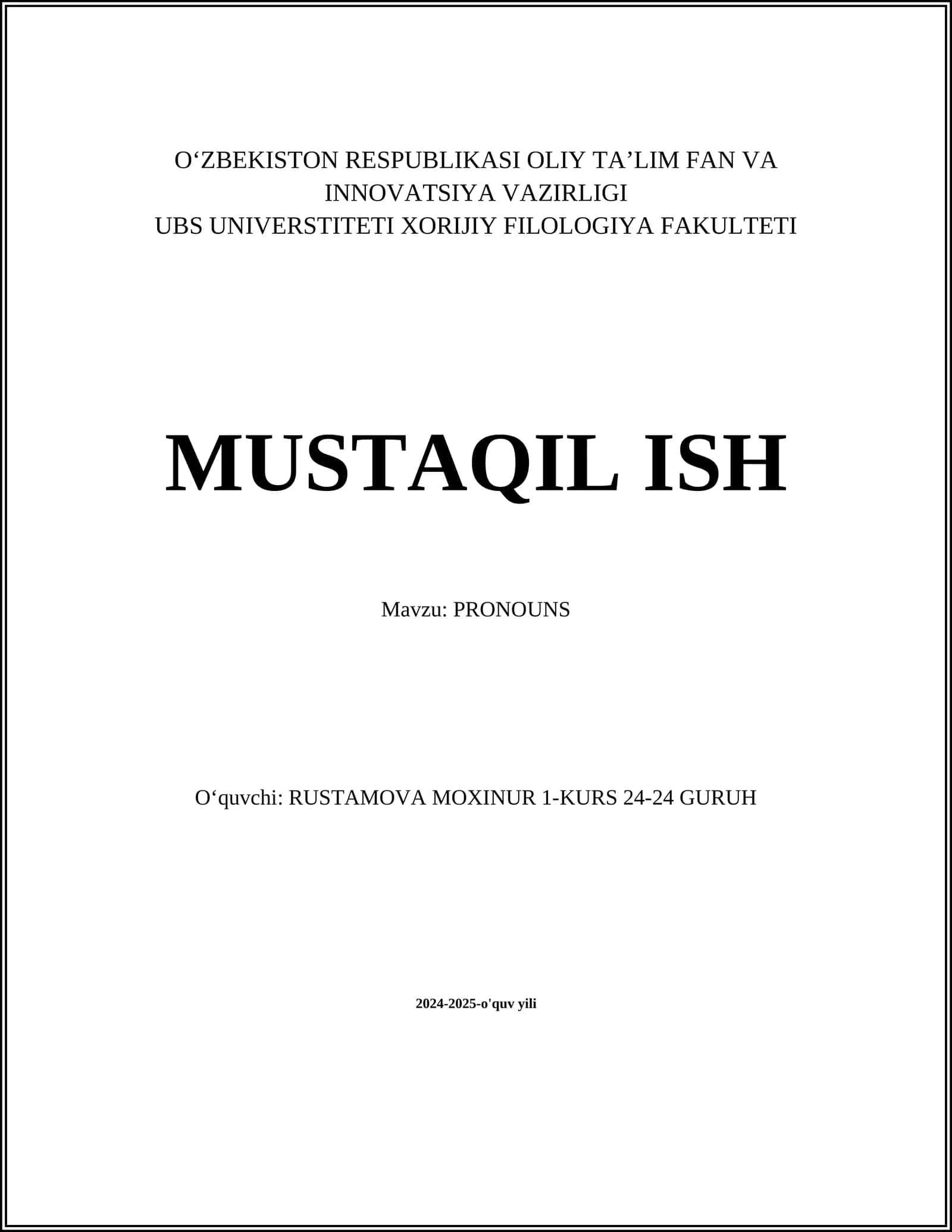 MUSTAQIL ISH PRONOUNS 1