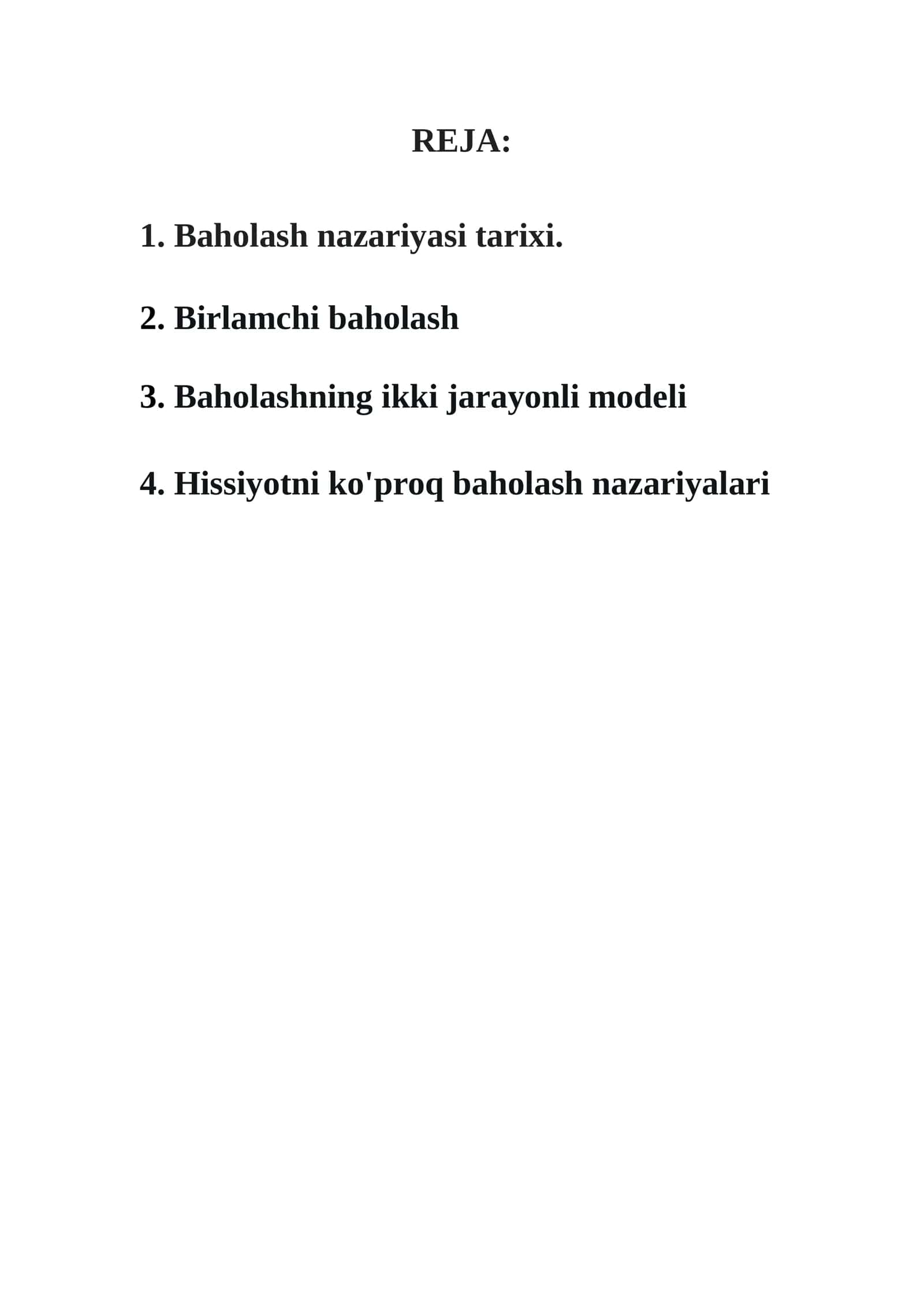 Baholash nazariyasi tarixi 1