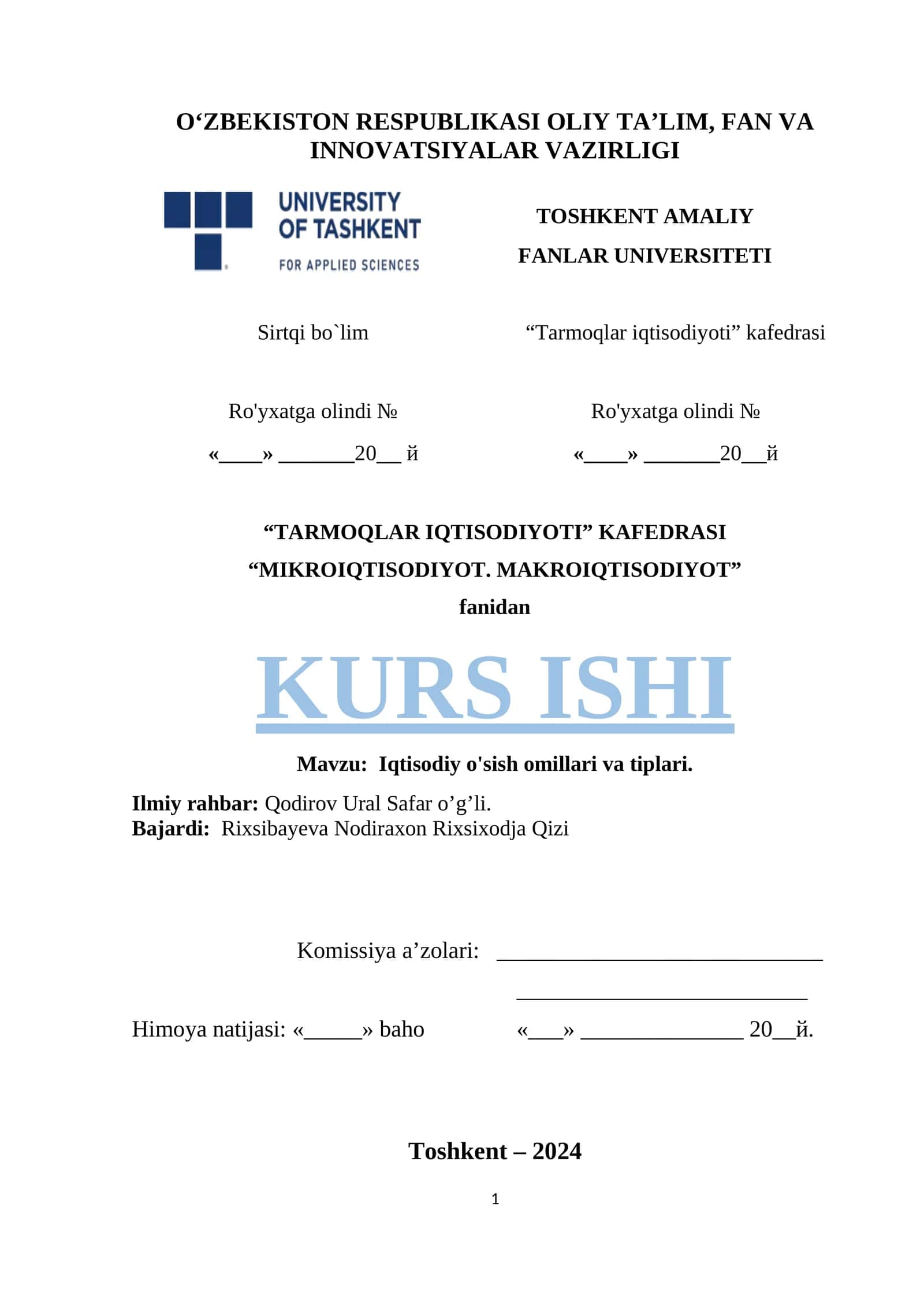 Iqtisodiy o'sish omillari va tiplari 1