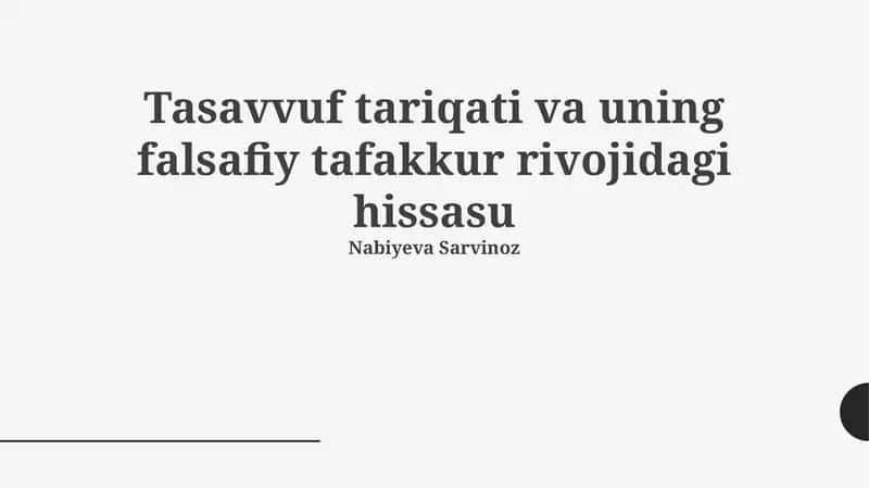 Sufizmning rivojlanishi va uning hissasu 1