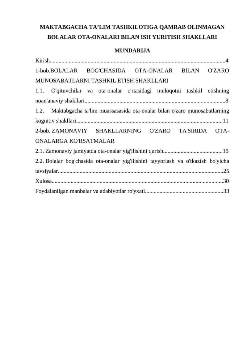MAKTABGACHA TA’LIM TASHKILOTIGA QAMRAB OLINMAGAN BOLALAR OTA-ONALARI BILAN ISH YURITISH SHAKLLARI 1