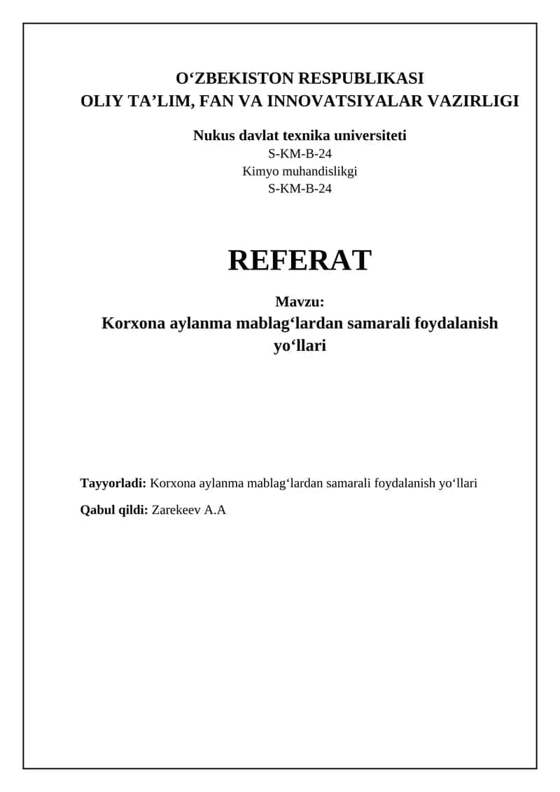 Korxona aylanma mablag'lardan samarali foydalanish yoʻllari 1