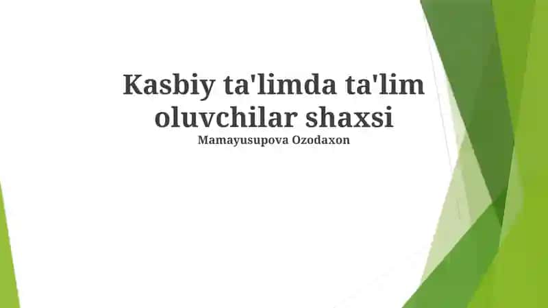 Kasbiy ta'limda individual yondashuv 1