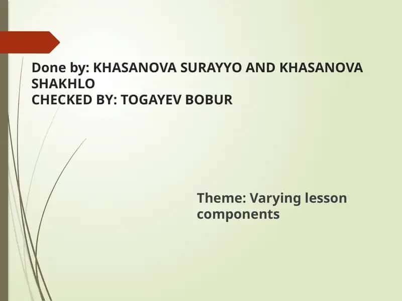 Varying lesson components 1