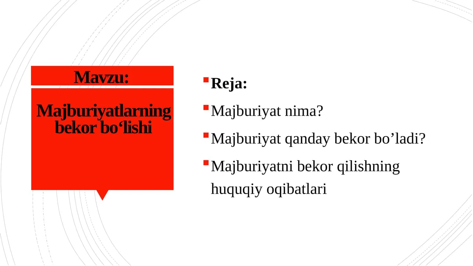 Majburiyatlarning bekor boʻlishi 1