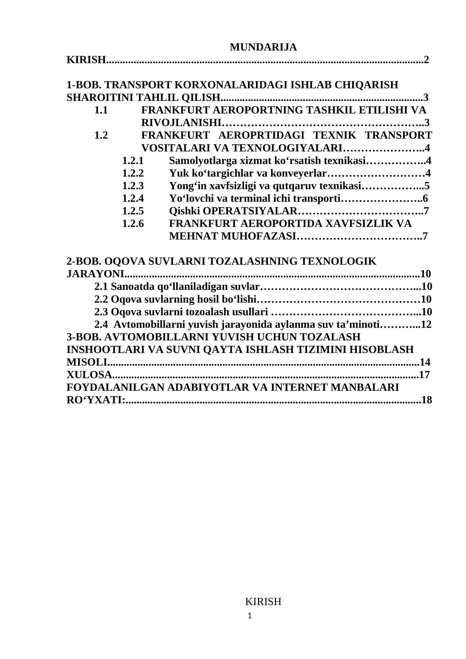 BOB. TRANSPORT KORXONALARIDAGI ISHLAB CHIQARISH SHAROITINI TAHLIL QILISH 1