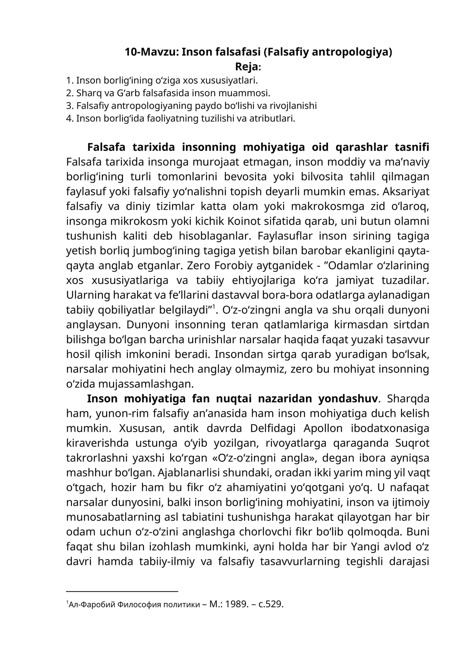 Inson falsafasi (Falsafiy antropologiya) 1