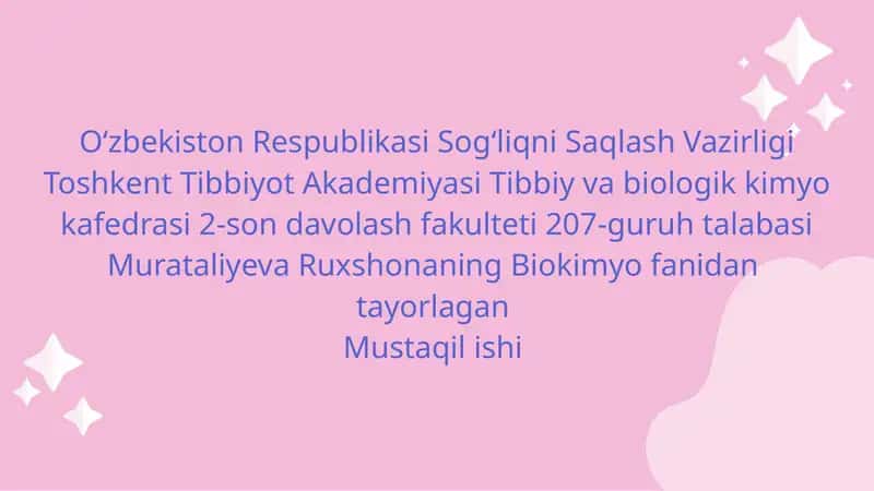 Semizlik kasalligi biokimyoviy omillari 1