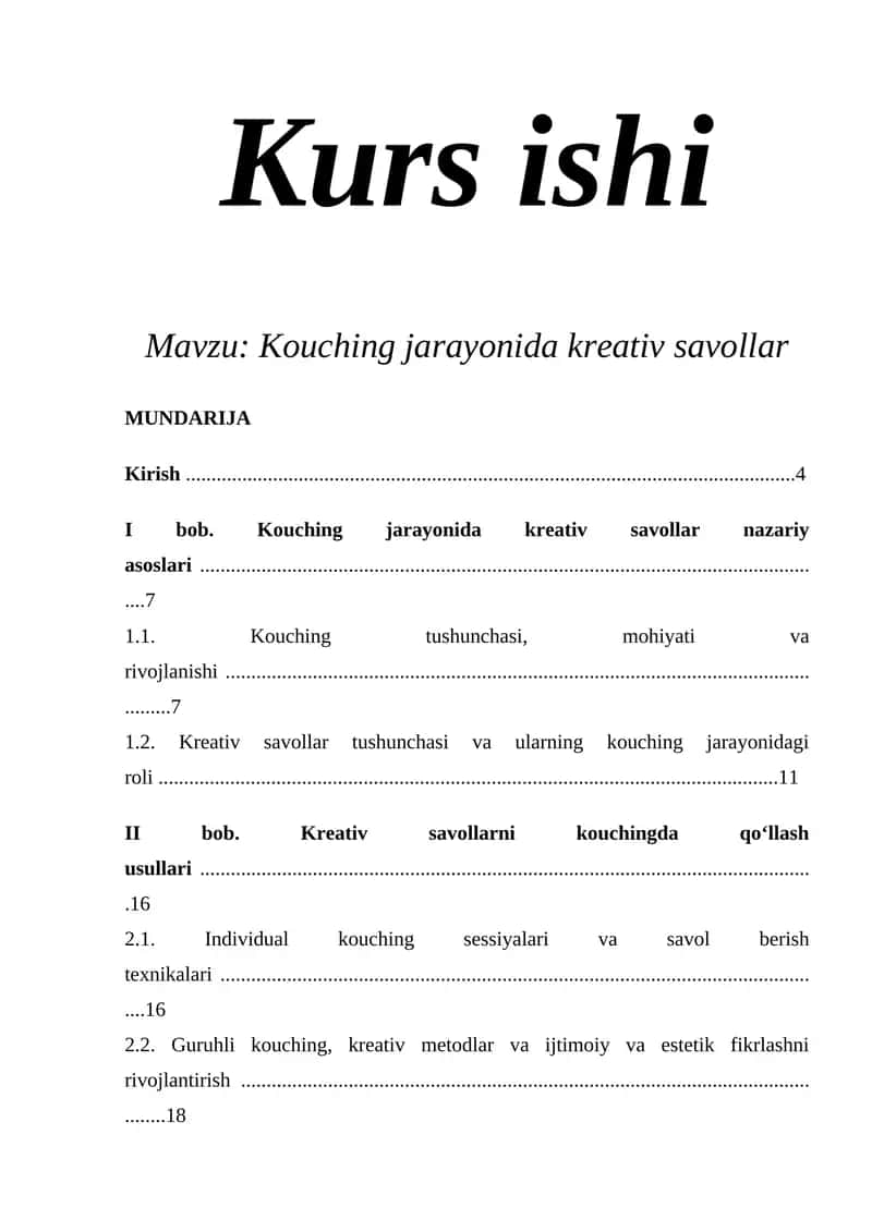 Kouching jarayonida kreativ savollar 1