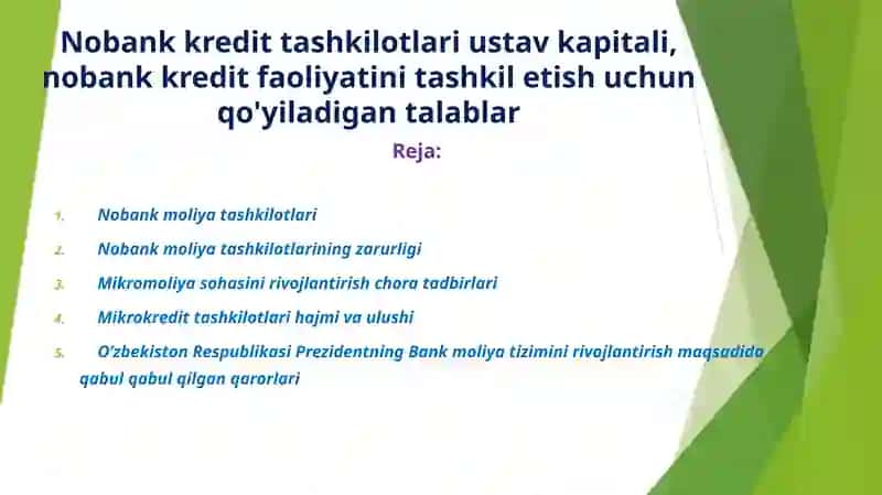 Nobankmoliya tashkilotlari 1