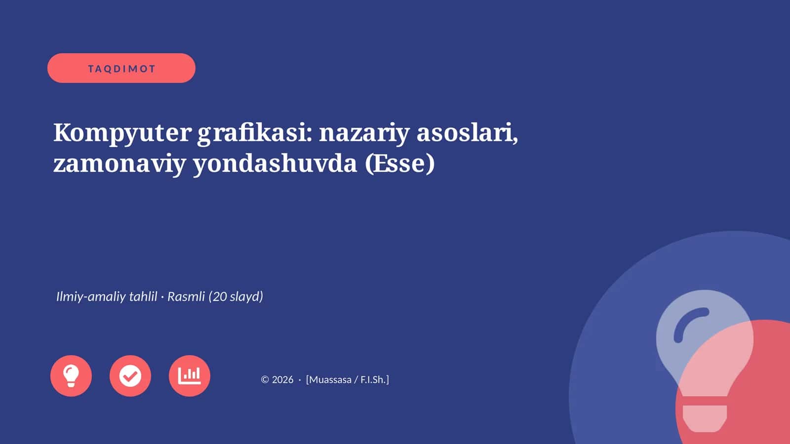 Kompyuter grafikasi: nazariy asoslari, zamonaviy yondashuvda (Esse) 1