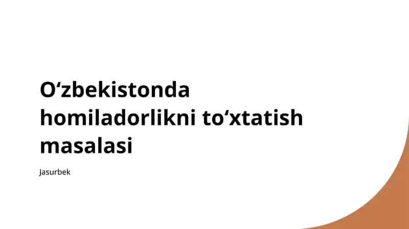 Oʻzbekistonda homiladorlikni toʻxtatish masalasi 1